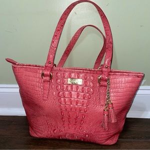 BRAHMIN Medium Asher Zip Pink Tote Bag